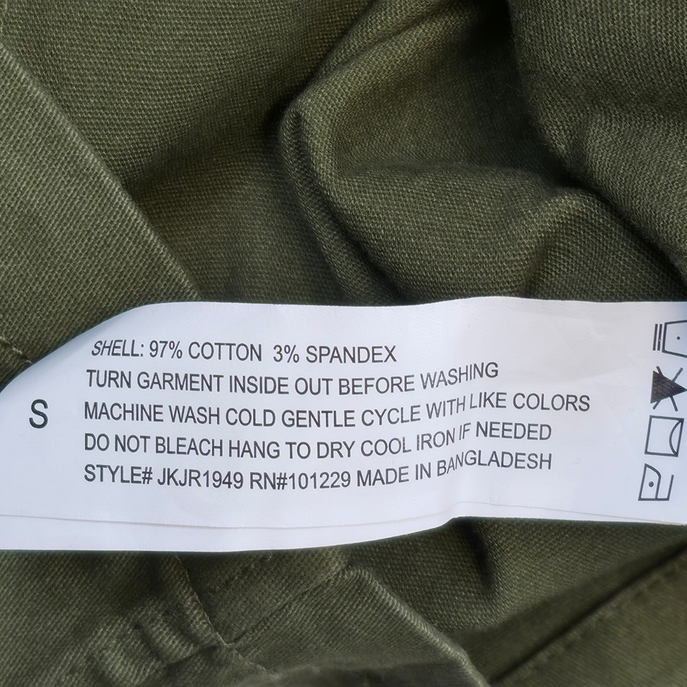 1 Sunset Lane Olive Green Utility Jacket Women's Small Button Front Cotton NWT - Picture 7 of 9